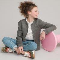 Fine Knit Buttoned Cardigan with Crew Neck, 3-12 Years