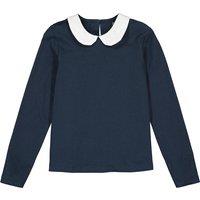 Organic Cotton T-Shirt with Peter Pan Collar and Long Sleeves