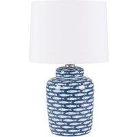 Ceramic Classic Blue and White Fish Print Table Lamp