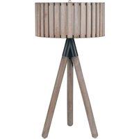 Soft Grey Wood Tripod Floor Lamp