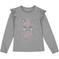 Printed Cotton Ruffled T-Shirt with Long Sleeves, 3-12 Years