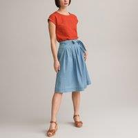 Lightweight Denim Full Skirt in Knee Length