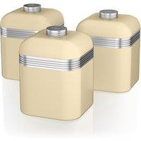 Set of 3 Retro Tea Coffee Sugar Canisters in Cream
