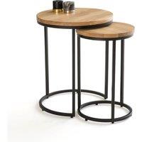 Set of 2 Vova Oak & Metal Nesting Tables