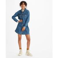 Denim Mini Shirt Dress with Long Sleeves