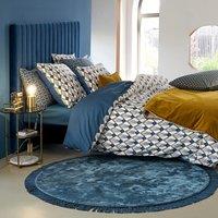 Elisa Blue Art Deco 100% Cotton Percale 180 Thread Count Duvet Cover