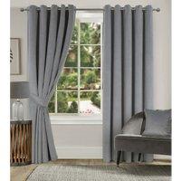 Clever Velvet Thermal Lined Eyelet Curtains in Mid Grey