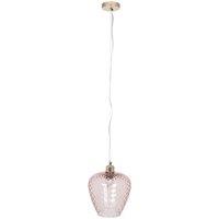 Blush Textured Glass with Gold Fittings Pendant Ceiling Light