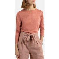 Linen Crew Neck T-Shirt with Long Sleeves