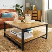 Hiba Square Oak & Steel Coffee Table