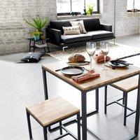 Hiba Oak & Steel Bistro Table (Seats 2)