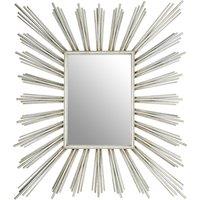 94 x 80cm Metal Wall Mirror in Antique Silver Finish