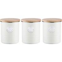 Set of 3 Living Tea Coffee Sugar Canisters in Cream