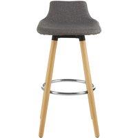 Bar Stool in Grey Fabric with Beech Wood Legs