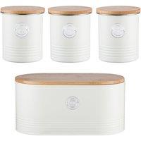 4-Piece Living Tea Coffee Sugar & Bread Bin Set