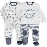 Pack of 2 Velour Pyjamas in Cotton Mix, 1 Month-4 Years