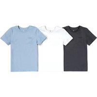 Pack of 3 T-Shirts in Plain Organic Cotton with Crew Neck, 3-12 Years