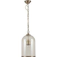 Clear Glass and Antique Brass Cloche Pendant Ceiling Light