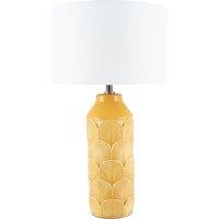 Embossed Mustard Gloss Art Deco Style Ceramic Table Lamp