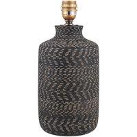 Woven Effect Texture Black and Natural Stoneware Table Lamp Base