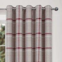 Cosy Check Lined Eyelet Curtains in Red