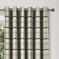 Cosy Check Lined Eyelet Curtains in Grey