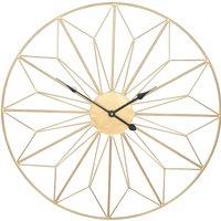 Antique Gold Metal Geo Design Round Wall Clock