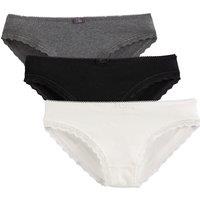 Pack of 3 Knickers in Plain Cotton with Lace Trim