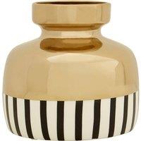 20cm Gold with Black/White Stripe Ceramic Vase