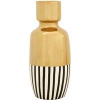 36cm Gold with Black/White Stripe Ceramic Vase