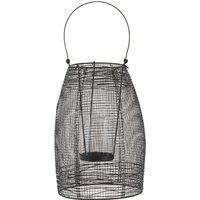 Small Mesh Lantern with Handle in Black Metal & Clear Glass