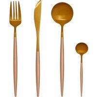 16-Piece Pink/Gold Cutlery Set