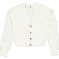 Cotton Mix Buttoned Cardigan in Chunky Knit with V-Neck