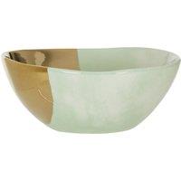 Stoneware Salad Bowl in Green/Gold