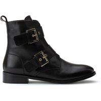 Wide Fit Leather Ankle Boots with Buckled Detail