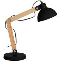 Scandi Style Task Table Lamp in Wood and Black Metal