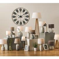 White Ceramic Table Lamp with Grey Shade