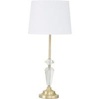 Gold and Crystal Contrast with White Shade Table Lamp