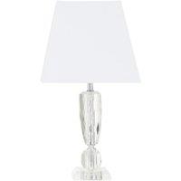 Stepped Crystal Base with White Shade Table Lamp