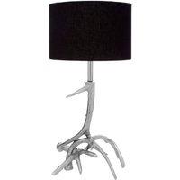 Silver Finish Antler Formation with Black Shade Table Lamp