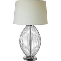 Chrome Curved Wire Frame with Linen Shade Table Lamp