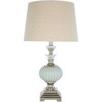 Crystal & Blue Glass Table Lamp with Linen Shade