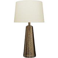 Texture Antique Brass Finish Iron With Linen Shade Table Lamp