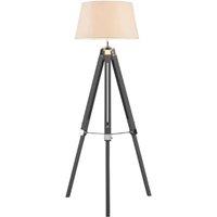 Adjustable Matt Grey and Silver with White Shade Tripod Floor Lamp