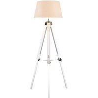 Adjustable White and Silver with White Shade Tripod Floor Lamp