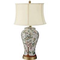 Oriental Ceramic Table Lamp with Cream Shade