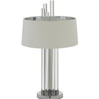 Asymmetric Glass and Silver Base with Linen Shade Table Lamp