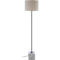 White Marble Base Iron with Linen Shade Floor Lamp