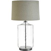 Textured Glass Cylinder with Herringbone Shade Table Lamp