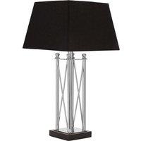 Square Granite and Silver Cross Detail Table Lamp